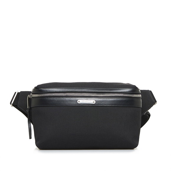 Saint Laurent Body Bag Waist Bag Canvas Leather Black - Picture 1 of 7